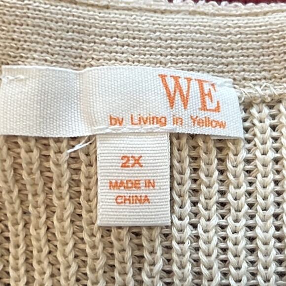 WE by living in Yellow Knit Ribbed V Neck Chunky Sweater 2X NWOT - Picture 8 of 9